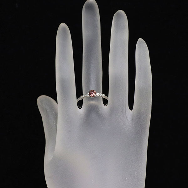 Pt900 ジルコン ダイヤモンド リング 0.860ct D0.09ct