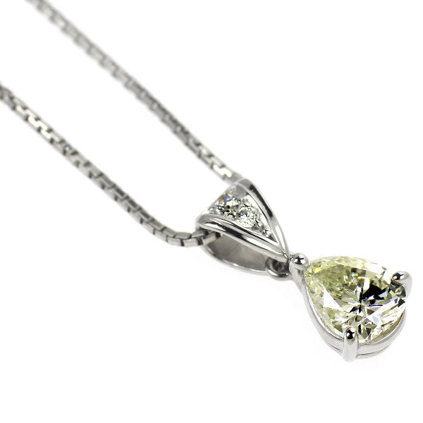 田崎真珠 Pt900/ Pt850 ペアシェイプ ダイヤモンド ペンダントネックレス 1.00ct D0.03ct