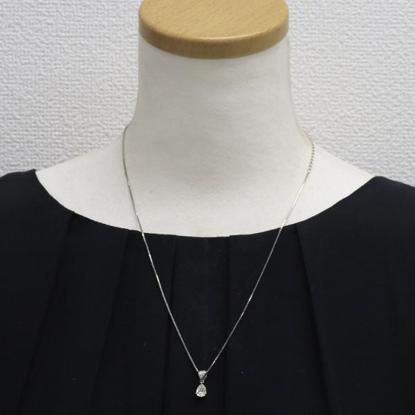 田崎真珠 Pt900/ Pt850 ペアシェイプ ダイヤモンド ペンダントネックレス 1.00ct D0.03ct