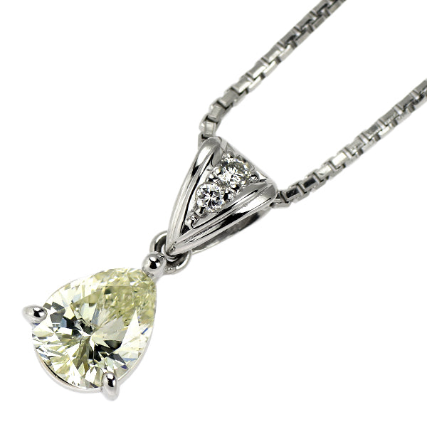 田崎真珠 Pt900/ Pt850 ペアシェイプ ダイヤモンド ペンダントネックレス 1.00ct D0.03ct