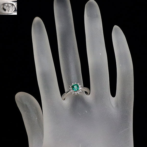 田崎真珠 Pt900 エメラルド ダイヤモンド リング 0.40ct D0.16ct