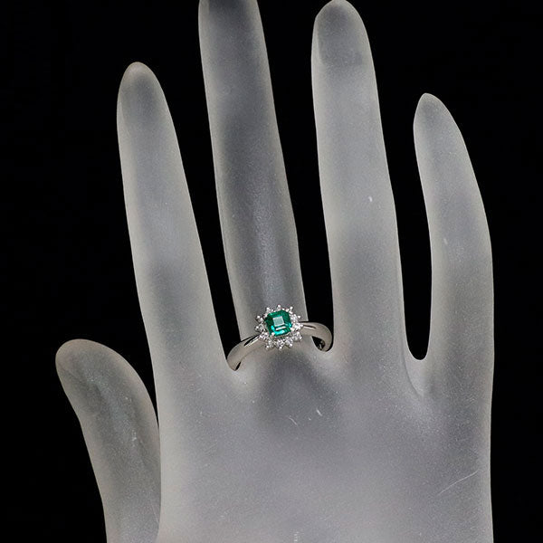 田崎真珠 Pt900 エメラルド ダイヤモンド リング 0.40ct D0.16ct