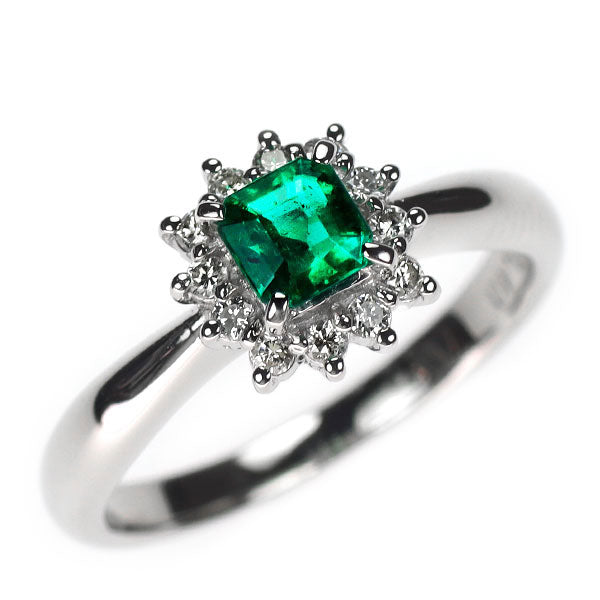 田崎真珠 Pt900 エメラルド ダイヤモンド リング 0.40ct D0.16ct