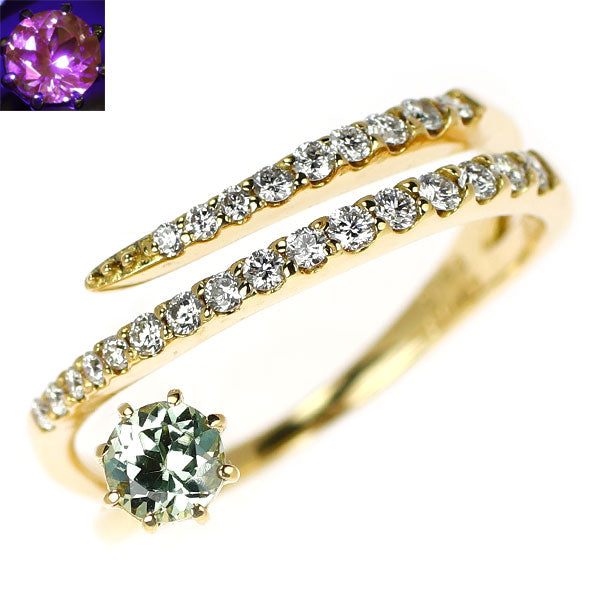 ショウ ミヤマ K18YG グロッシュラーライト/ミント ガーネット ダイヤモンド リング 0.32ct D0.30ct