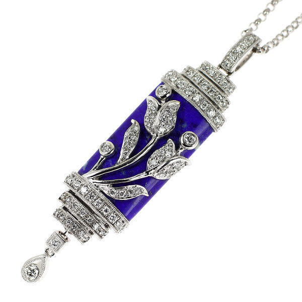 クイーン/Queen K18WG ラピスラズリ ダイヤモンド ペンダントネックレス D0.88ct