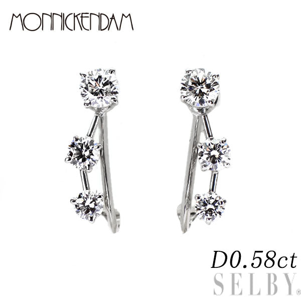 モニッケンダム Pt850/ K14WG ダイヤモンド イヤリング 0.58ct