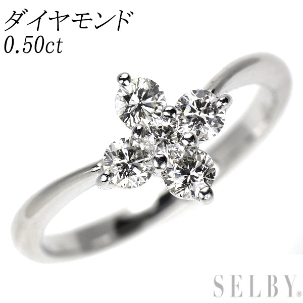 K18WG ダイヤモンド リング 0.50ct フラワー