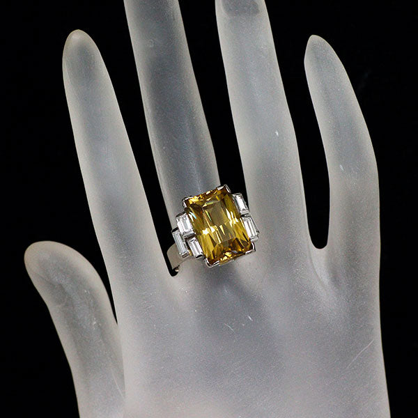 K18WG ジルコン ダイヤモンド リング 17.23ct