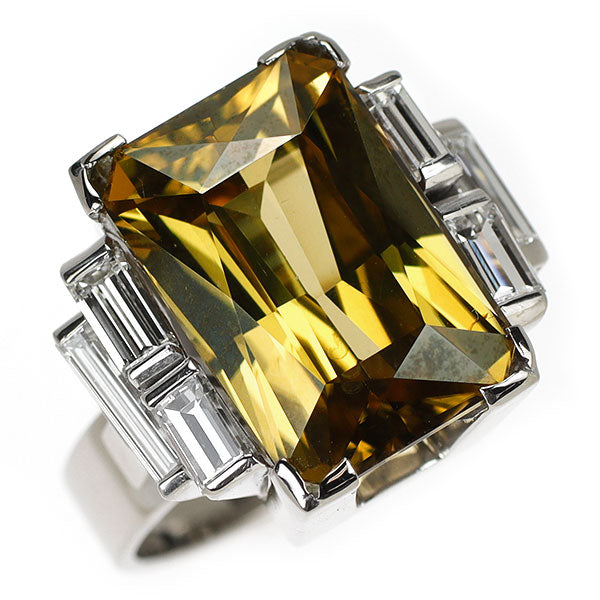 K18WG ジルコン ダイヤモンド リング 17.23ct