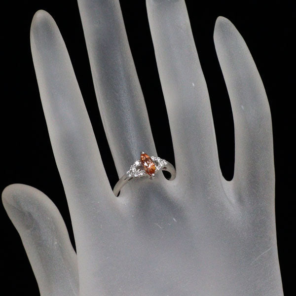 Pt900 インペリアルトパーズ ダイヤモンド リング 0.65ct D0.21ct