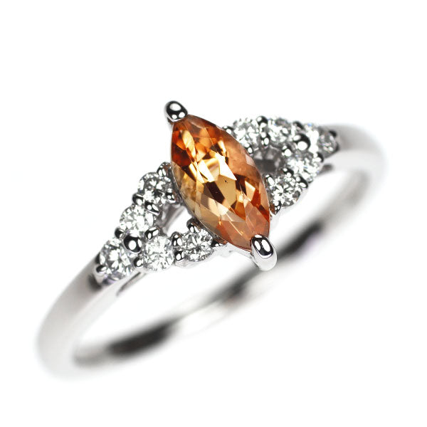 Pt900 インペリアルトパーズ ダイヤモンド リング 0.65ct D0.21ct
