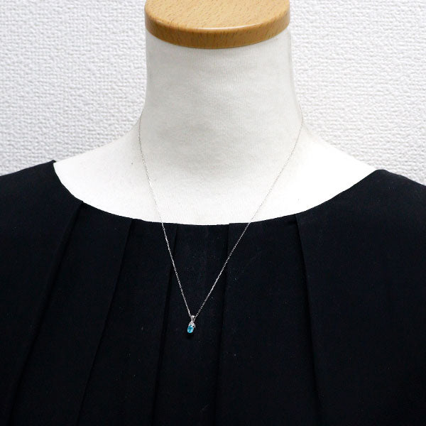 K18WG パライバトルマリン ダイヤモンド ペンダントネックレス 0.200ct D0.015ct
