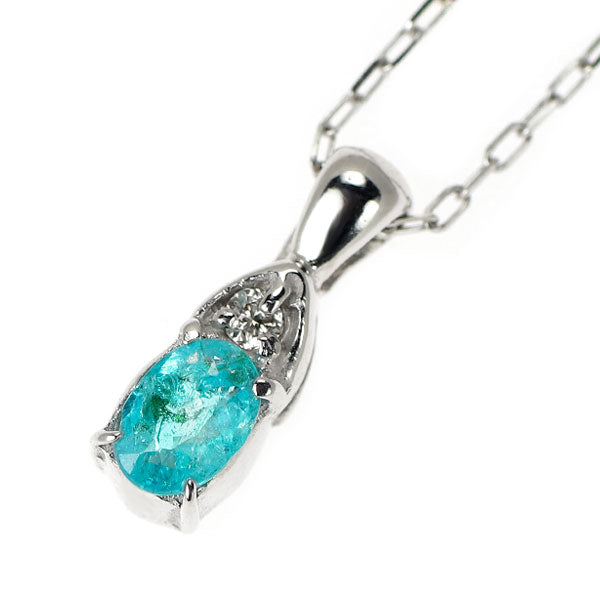K18WG パライバトルマリン ダイヤモンド ペンダントネックレス 0.200ct D0.015ct
