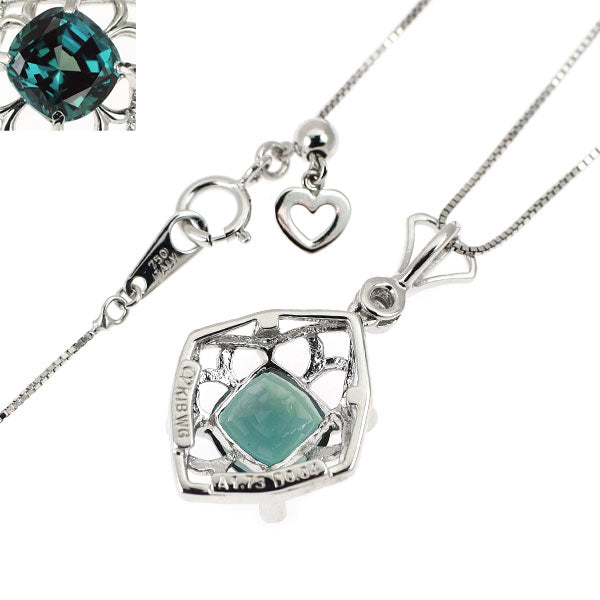 クレサンベール K18WG 再結晶アレキサンドライト ダイヤモンド ペンダントネックレス 1.73ct D0.04ct