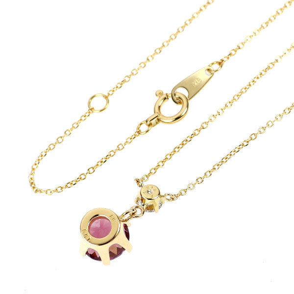 K18YG ガーネット ダイヤモンド ペンダントネックレス 1.41ct D0.15ct