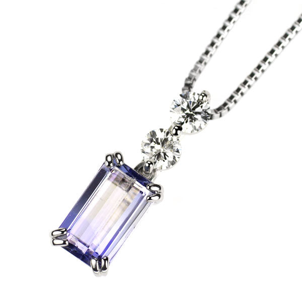 Pt950/ Pt850 タンザナイト ダイヤモンド ペンダントネックレス 0.86ct D0.18ct