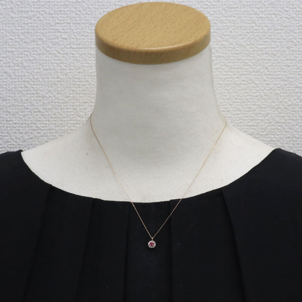 K18PG ピンクスピネル ダイヤモンド ペンダントネックレス 0.18ct D0.10ct
