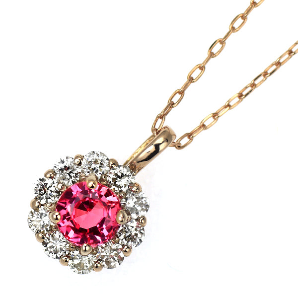 K18PG ピンクスピネル ダイヤモンド ペンダントネックレス 0.18ct D0.10ct