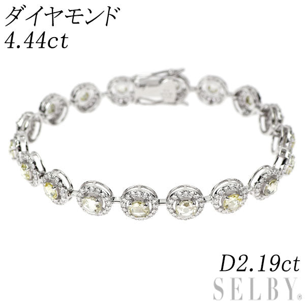 K18WG ローズカット ダイヤモンド ブレスレット 4.44ct D2.19ct