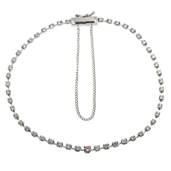 希少 Pt850 天然ピンク ダイヤモンド テニス ブレスレット 0.072ct D0.94ct