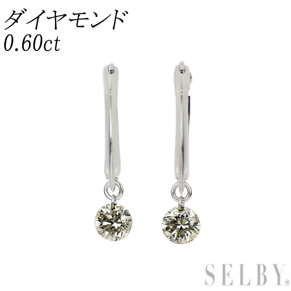 K18WG ストリングホール ダイヤモンド フープ ピアス 0.60ct