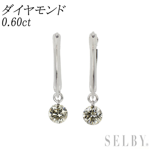 専用です ＊ k18wg ストリングホール ダイヤモンド ピアス k18 K18WG ストリングホール ダイヤモンド フープ ピアス 0.60ct