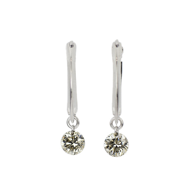 K18WG ストリングホール ダイヤモンド フープ ピアス 0.60ct