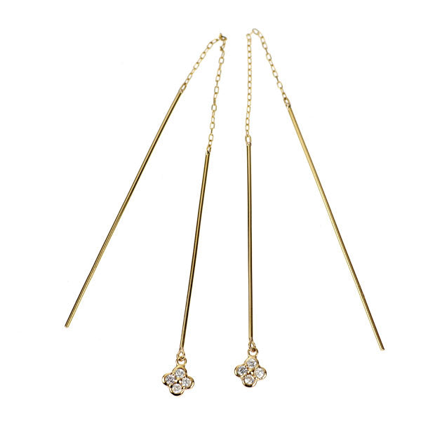 K18YG ダイヤモンド アメリカンピアス 0.12ct フラワー