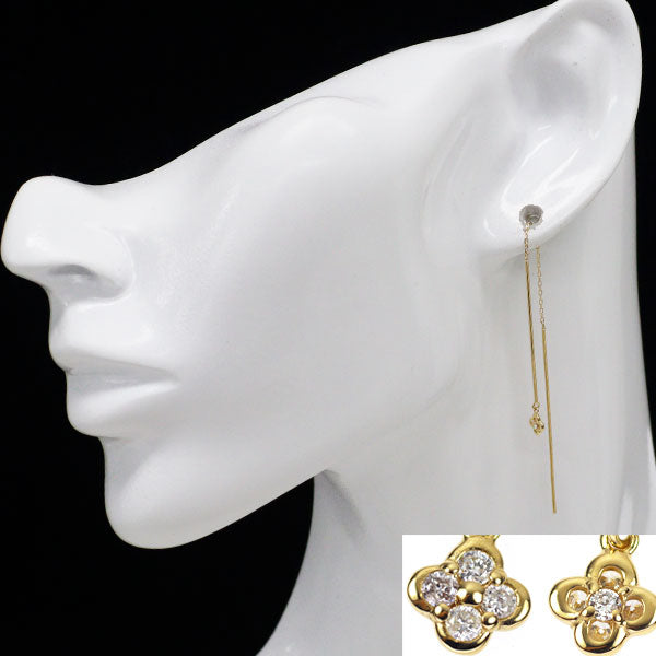 K18YG ダイヤモンド アメリカンピアス 0.12ct フラワー