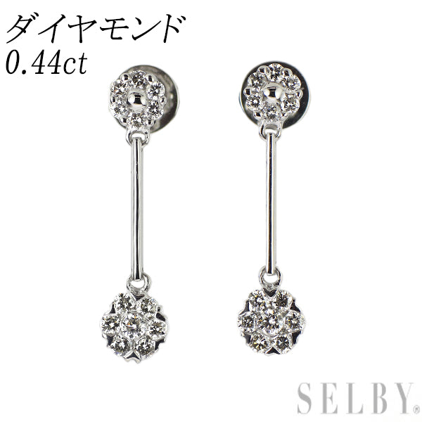 K18WG ダイヤモンド ピアス 0.44ct フラワー
