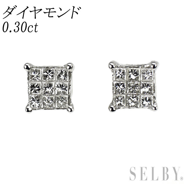 K18WG ダイヤモンド ピアス 0.30ct ミステリーセッティング