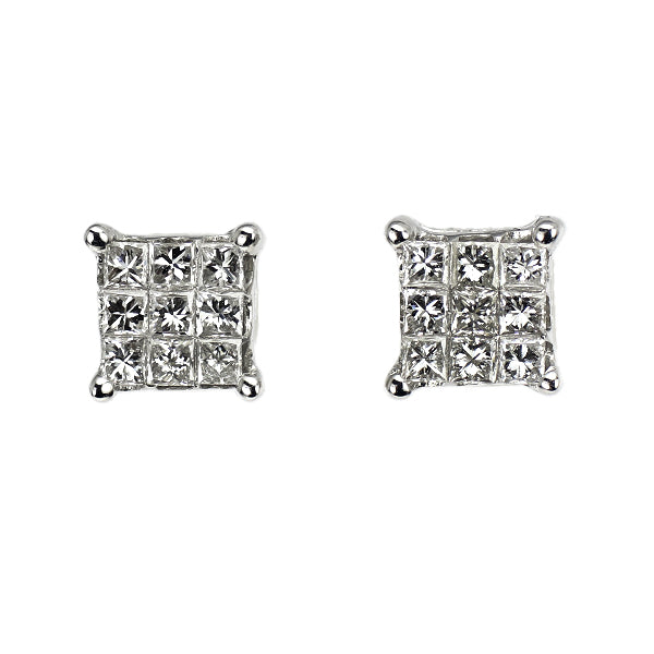 K18WG ダイヤモンド ピアス 0.30ct ミステリーセッティング