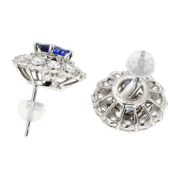 Pt950/ Pt900 サファイア ダイヤモンド ピアス 1.67ct D2.46ct