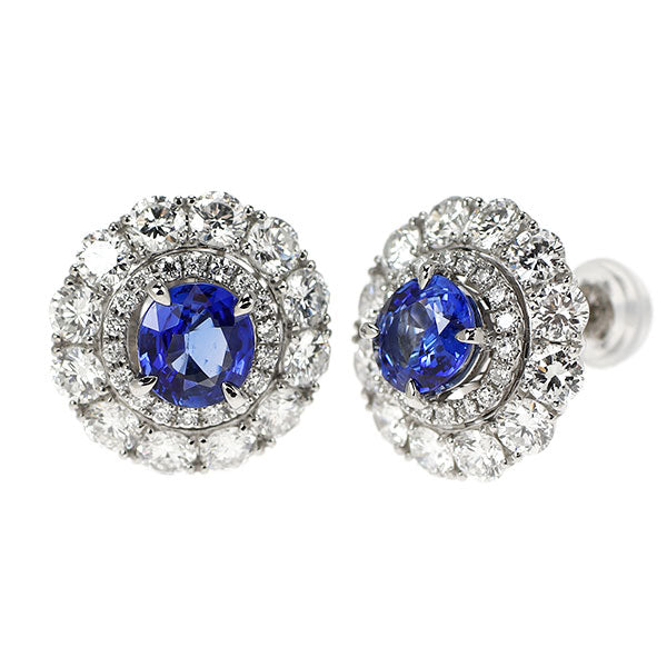 Pt950/ Pt900 サファイア ダイヤモンド ピアス 1.67ct D2.46ct