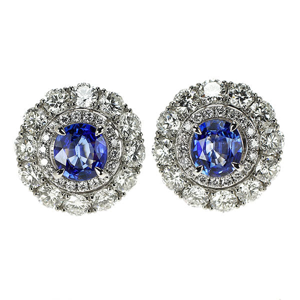 Pt950/ Pt900 サファイア ダイヤモンド ピアス 1.67ct D2.46ct
