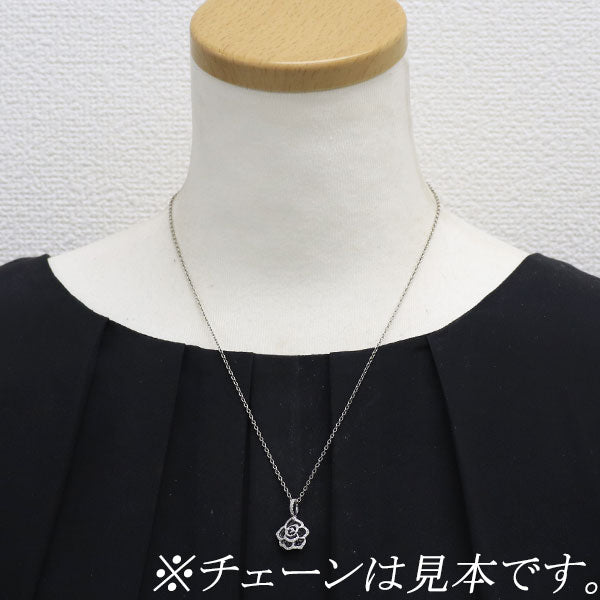 K18WG ブラック/カラーレス ダイヤモンド ペンダントトップ 0.50ct フラワー