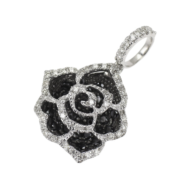 K18WG ブラック/カラーレス ダイヤモンド ペンダントトップ 0.50ct フラワー