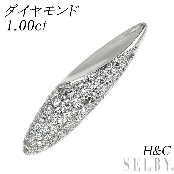 Pt900 H&C ダイヤモンド ペンダントトップ 1.00ct パヴェ