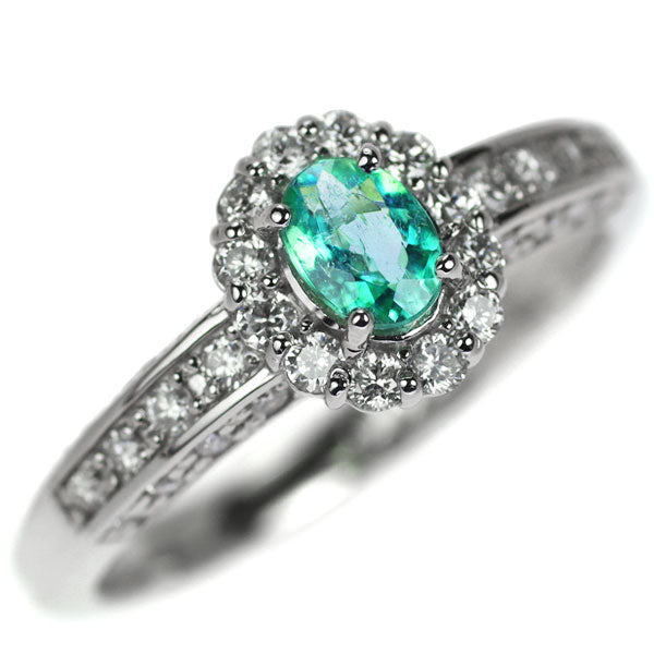 Pt900 ブラジル産 パライバトルマリン ダイヤモンド リング 0.26ct D0.43ct