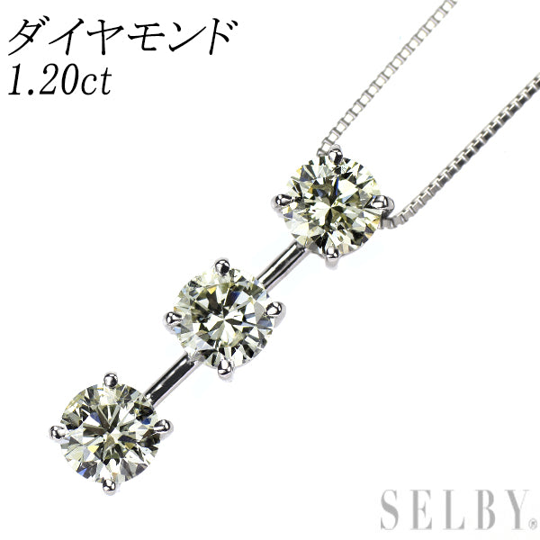 Pt900/Pt850 ダイヤモンド ペンダントネックレス 1.20ct スリーストーン