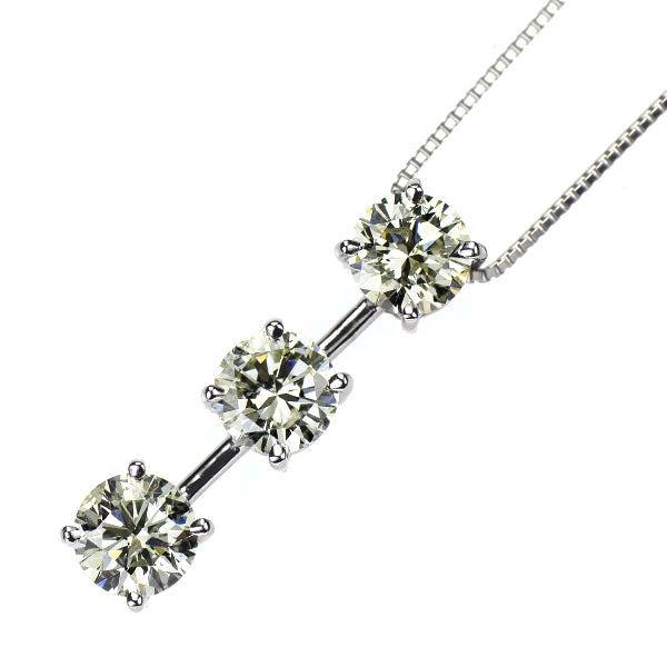 Pt900/Pt850 ダイヤモンド ペンダントネックレス 1.20ct スリーストーン