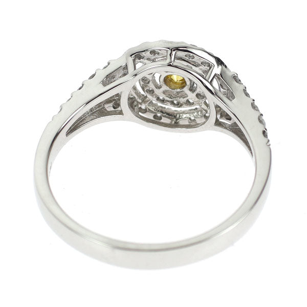 Pt950 天然イエローダイヤモンド リング 0.088ct FVOY SI2 D0.45ct