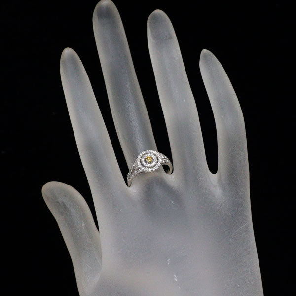 Pt950 天然イエローダイヤモンド リング 0.088ct FVOY SI2 D0.45ct