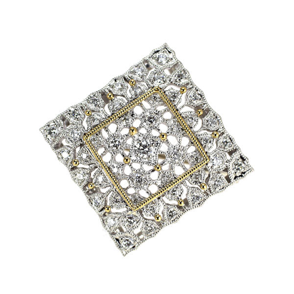 Pt900/ K18YG ダイヤモンド ペンダントトップ 兼ブローチ0.493ct  フィレンツェスタイル