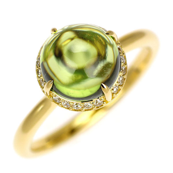 K18YG ペリドット ダイヤモンド リング 2.66ct D0.10ct