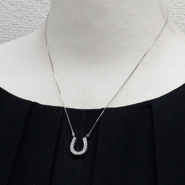 K18WG ダイヤモンド ペンダントネックレス 0.26ct 馬蹄 ホースシュー