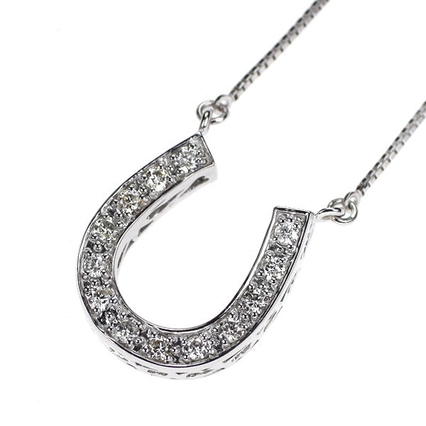 K18WG ダイヤモンド ペンダントネックレス 0.26ct 馬蹄 ホースシュー