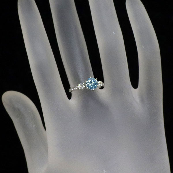 Pt950 トリートブルーダイヤモンド リング 1.055ct D0.28ct