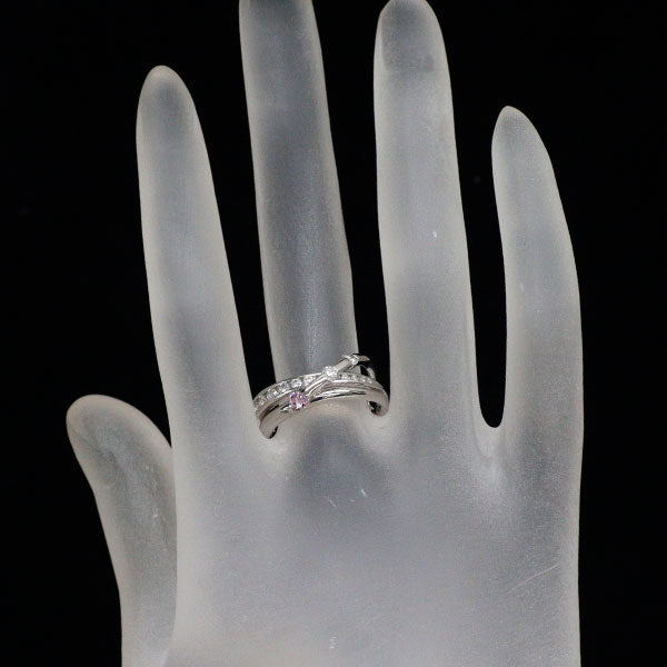希少 Pt900 天然ピンク/カラーレス ダイヤモンド リング 0.107ct D0.38ct
