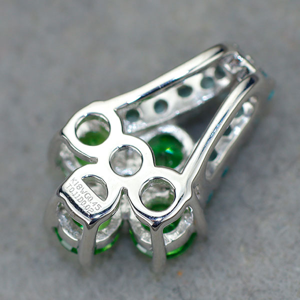 K18WG デマントイド ガーネット パライバトルマリン ダイヤモンド ペンダントトップ 0.45ct PT0.11ct D0.02ct